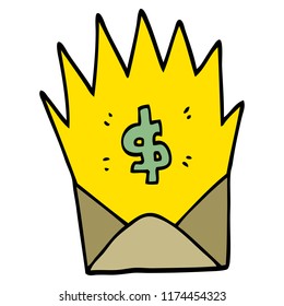 doodle de dibujos animados cheque de pago inesperado