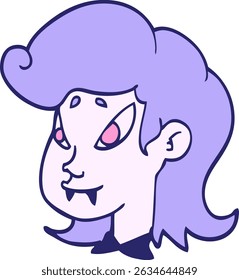 desenho animado doodle vampiro em cores neon brilhantes