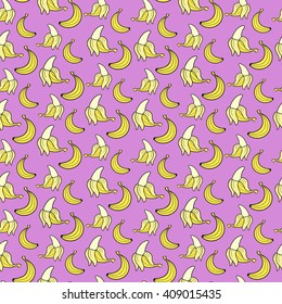 cartoon doodle vector banana seamless pattern background