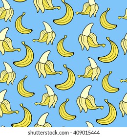 cartoon doodle vector banana seamless pattern background