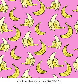 cartoon doodle vector banana seamless pattern background