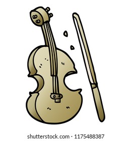 cartoon doodle violin and bow