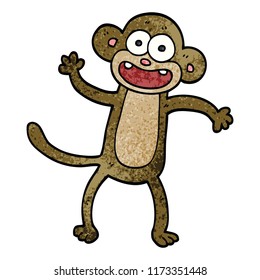 cartoon doodle waving monkey