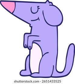 cartoon doodle well behaved dog in bright neon color