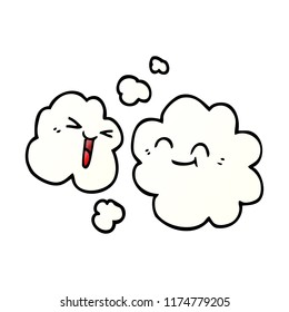 doodle de dibujos animados nubes blancas felices