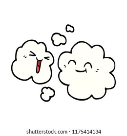 doodle de dibujos animados nubes blancas felices