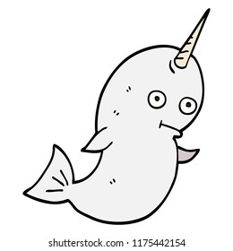 cartoon doodle white narwhal