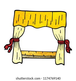 cartoon doodle window with curtains