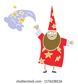 cartoon doodle wizard casting spell