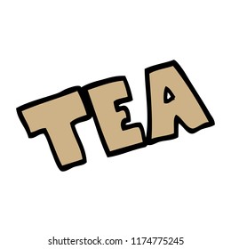 cartoon doodle word tea