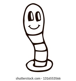 Cartoon doodle worm isolated on white background. Vector illustration.