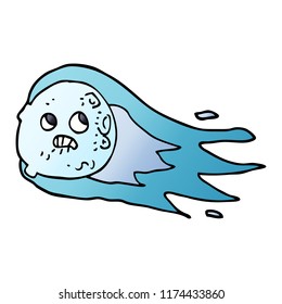 cometa preocupado por el doodle de dibujos animados