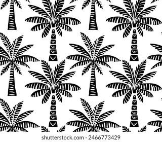 Cartoon doodles Hawaii seamless pattern. boho seamless pattern. Palm tree, vector repeat texture. Hand drawn Doodles tropical summer background. Modern textile, print, wallpapers, wrapping paper.