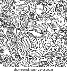 Cartoon Doodles Uruguay Seamless Pattern Backdrop Stock Vector (Royalty ...