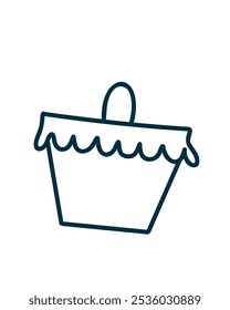 Cartoon doodle-style shopping bag in cartoon style, vector illustration