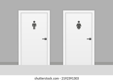 Cartoon door. Opened and closed wooden doors. Vector illustration.