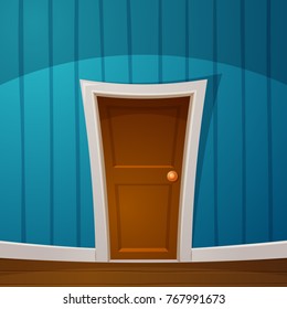 Cartoon door, plinth, wall-papers, wall handle illustration Vector eps 10