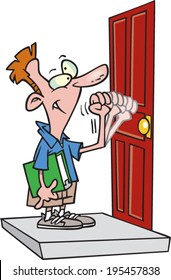 Cartoon Door To Door Salesman