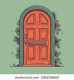 A cartoon door vector illustration