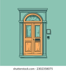 A cartoon door vector illustration