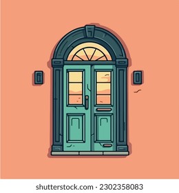 A cartoon door vector illustration