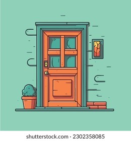 A cartoon door vector illustration