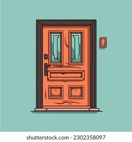 A cartoon door vector illustration