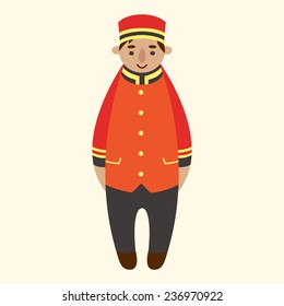 cartoon doorman vector illustration