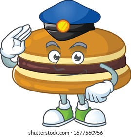 A cartoon of dorayaki dressed as a Police officer