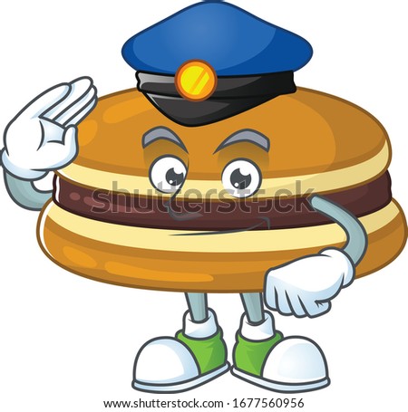 A cartoon of dorayaki dressed as a Police officer