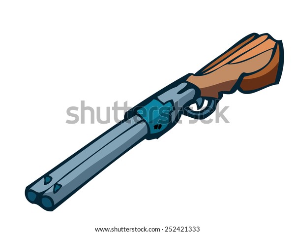 Cartoon Double Barreled Shotgun Vector Illustration Stock Vector