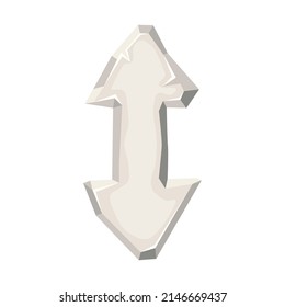 Cartoon double-sided stone Arrow on a white isolated background. Stone elements game design. Icon. Vector illustration. 