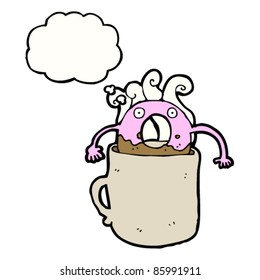cartoon doughnut in coffee