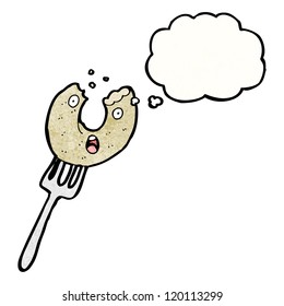 donut de dibujos animados en el tenedor