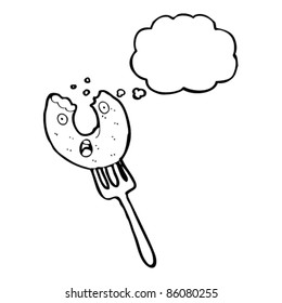 donut de dibujos animados en el tenedor