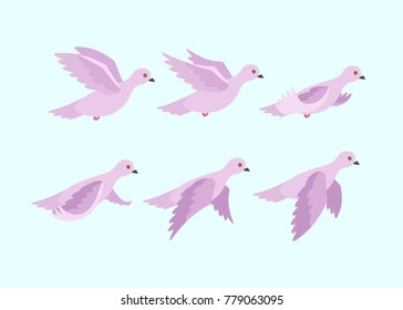 Cartoon dove animation. Vector illustration.
