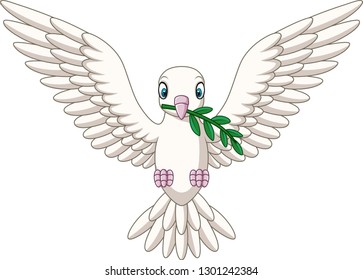 Cartoon dove with an olive branch