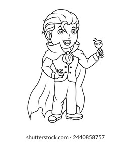 cartoon dracula boy line art