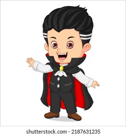 Cartoon Dracula Boy On White Background