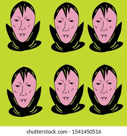 cartoon dracula halloween pattern vector