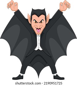 Cartoon Dracula Vampire Man On White Background