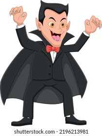 Cartoon Dracula Vampire Man On White Background