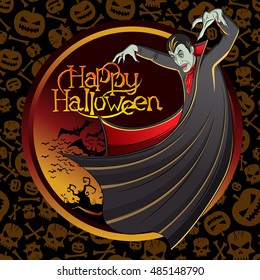 Cartoon Dracula vector. Halloween background