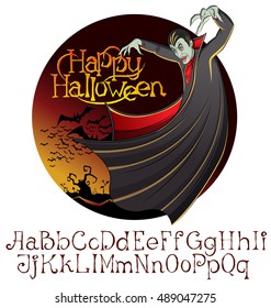 Cartoon Dracula Vektor. Halloween-Zeichensatz. Vampire Dracula Halloween. Halloween-Hintergrund