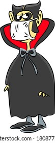 Cartoon Dracula wearing a protective mask against Corona Virus vector illustration