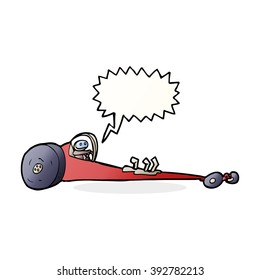 cartoon drag racer with speech bubble