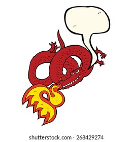 cartoon dragon breathing fire with speech bubble