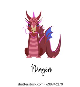 A cartoon dragon. Chinese horoscope, the year of the dragon. Isolated illustration in a flat style on a white background. Cute dragon. vector
