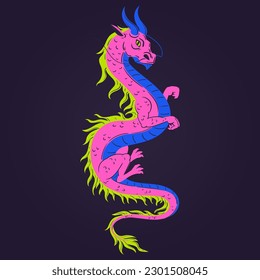 Cartoon dragon. Chinese zodiac sign, mythological asian creature. Magic fantasy reptile flat vector illustration