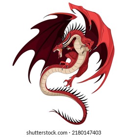 Cartoon Dragon Colorful Vector Illustration